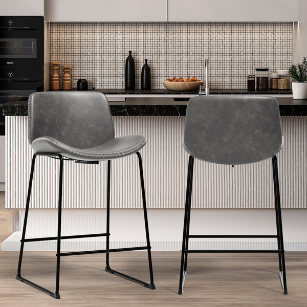 17 Stories Acklins 29" Tall Vegan Leather Bar Stools & Counter Stools